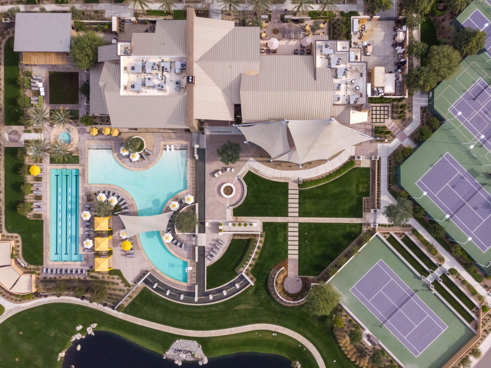 Top-down aerial resort view