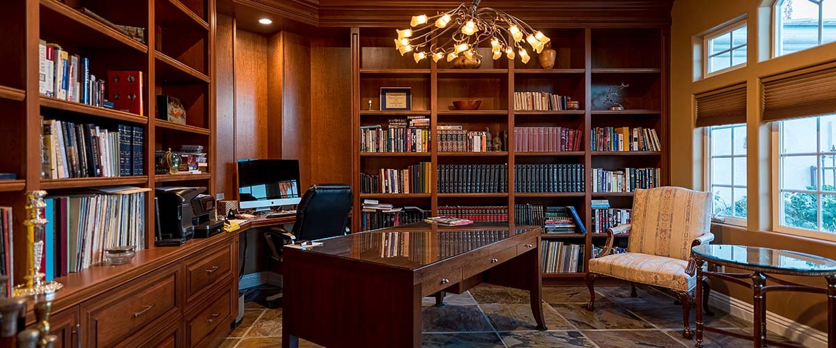 Home Library at dusk